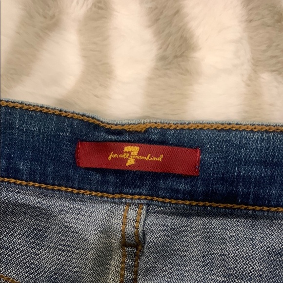 7 For All Mankind Blue Jean Shorts Cuffed Hem - Picture 3 of 4